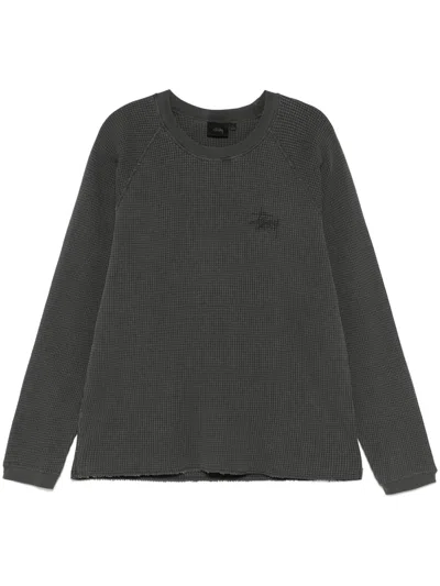 Stussy Raglan-sleeves Thermal Sweatshirt In Grey