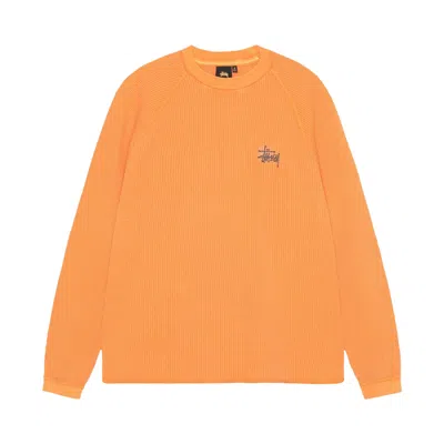 Pre-owned Stussy Raglan Thermal Long-sleeve Crew 'orange'