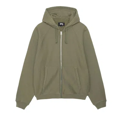 Pre-owned Stussy Raglan Zip Hoodie 'olive' | Green | Men's Size M