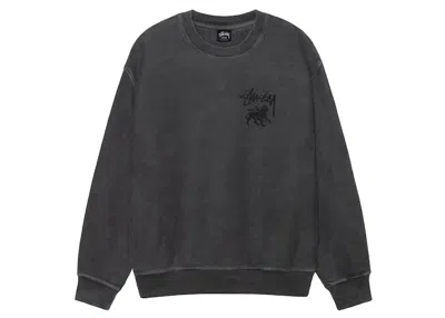 Pre-owned Stussy Rasta Lion Pigment Dyed Crew In Black