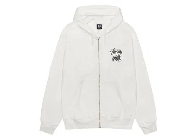 Pre-owned Stussy Rasta Lion Zip Pigment Dyed Hoodie In Natural In Brown