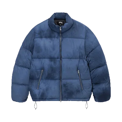 Pre-owned Stussy Recycled Nylon Down Puffer 'washed Navy' In Blue
