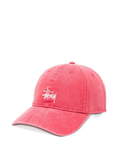 Stussy Red Embroidered Cotton Hat In Pink