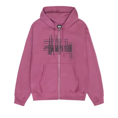 Pre-owned Stussy Refracted Zip Hoodie 'berry' In Pink