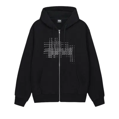 Pre-owned Stussy Refracted Zip Hoodie 'black'