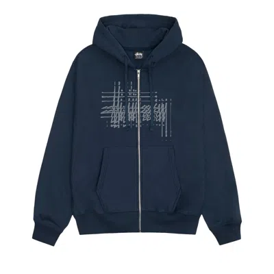 Pre-owned Stussy Refracted Zip Hoodie 'navy' In Blue