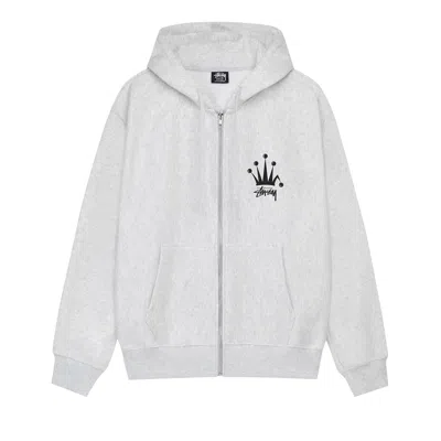 Pre-owned Stussy Regal Crown Zip Hoodie 'ash Heather'