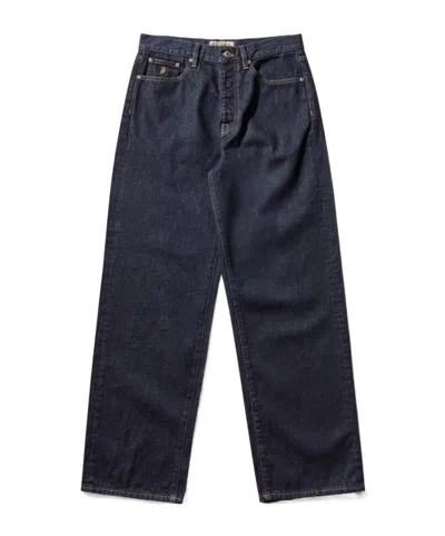 Stussy Relaxed Jeans With Iconic Logo Embroidery In Blue