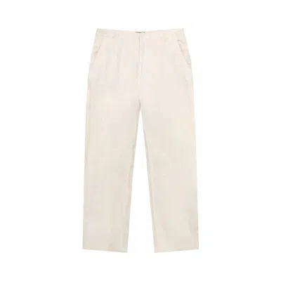 Pre-owned Stussy Relaxed Trouser Textured Linen 'bone' | Cream | Men's Size 30 In White