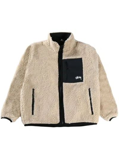 Stussy Reversible Fleece Jacket In Neutrals