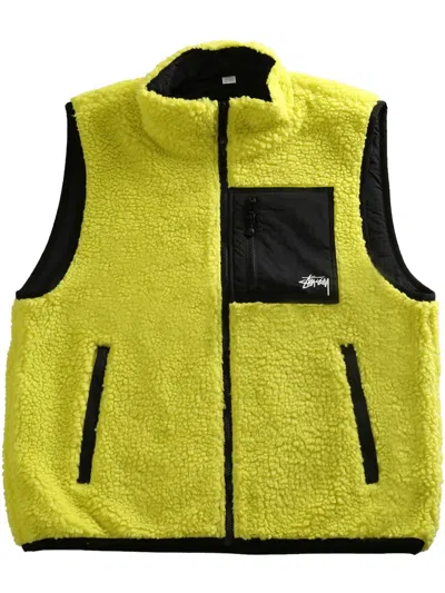 Stussy Reversible Sherpa Gilet In Green
