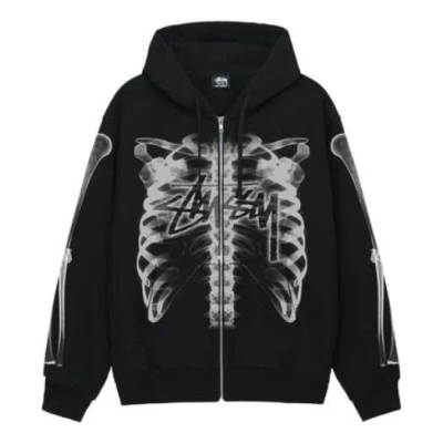 Stussy Rib Cage Zip Hoodie 'black White'