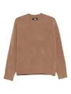 Stussy Ribbed Crew-neck Sweater In Brown