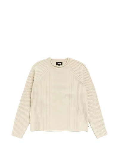 Stussy Ribbed-knit Merino Sweater In Neutral