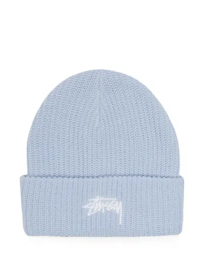 Stussy Ribbed-knit Turn-up Cuff Beanie Hat In Brown