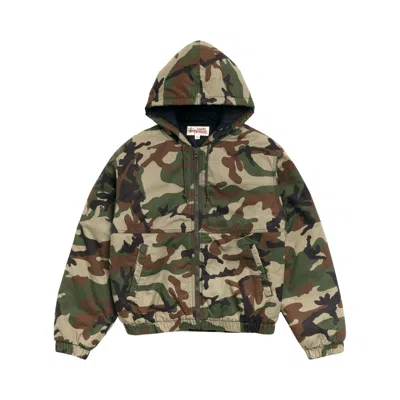 Pre-owned Stussy Ripstop Work Jacket 'woodland Camo' | Green | Men's Size Xl