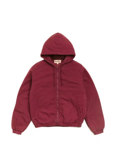 Stussy Ripstop-texture Hooded Jacket In Burgundy