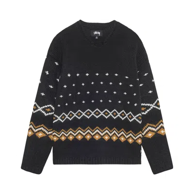 Pre-owned Stussy Roll Neck Fairisle Sweater 'charcoal' | Grey | Men's Size Xl