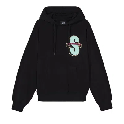Pre-owned Stussy S Applique Fleece Hoodie 'black' | Men's Size M