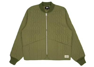 Pre-owned Stussy S Quilted Liner Jacket In Olive