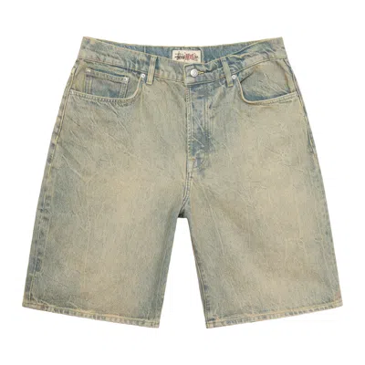 Pre-owned Stussy Sandwash Denim Big Ol' Shorts 'sand Wash' In Blue