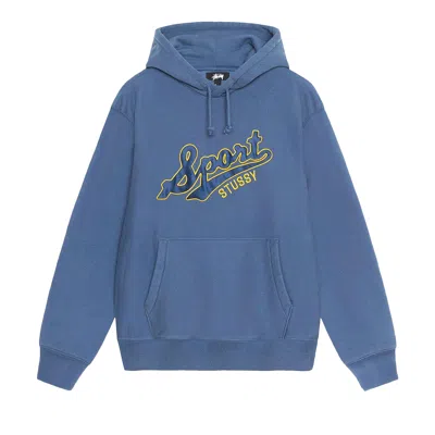 Pre-owned Stussy Satin Patch Oversized Hoodie 'blue'