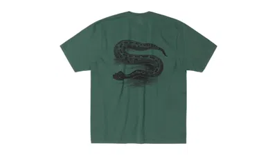 Pre-owned Stussy Serpent Pigment Dyed Tee Shirt In Pine In Green