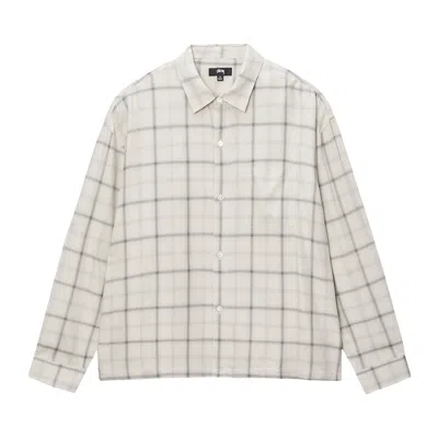 Pre-owned Stussy Shadow Plaid Rayon Shirt 'natural' In Cream