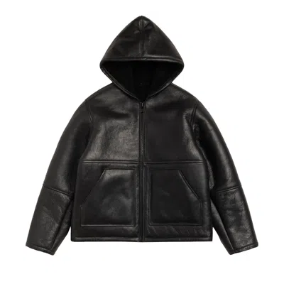 Pre-owned Stussy Shearling Hooded Jacket 'black' | Men's Size Xl