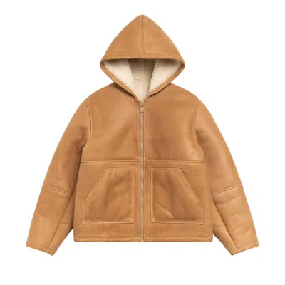 Pre-owned Stussy Shearling Hooded Jacket 'tan' | Men's Size Xl In Brown