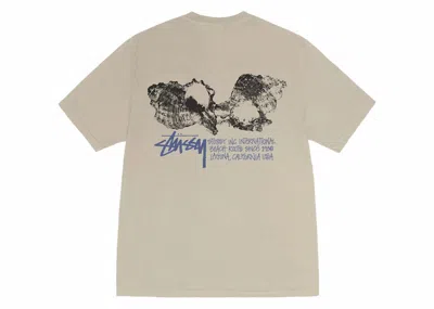 Pre-owned Stussy Shells Pigment Dyed Tee Shirt In Khaki In Brown