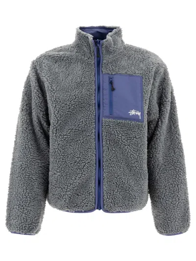 Stussy Sherpa Jackets Blue In Gray