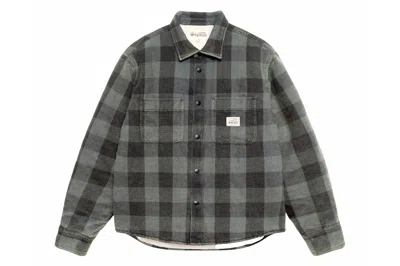 Pre-owned Stussy Sherpa Lined Buffalo Plaid Shirt Grey