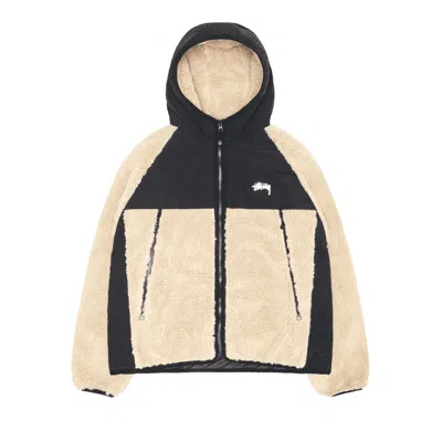 Pre-owned Stussy Sherpa Paneled Hooded Jacket 'beige' In Tan