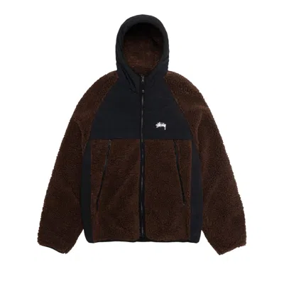 Pre-owned Stussy Sherpa Paneled Hooded Jacket 'brown'