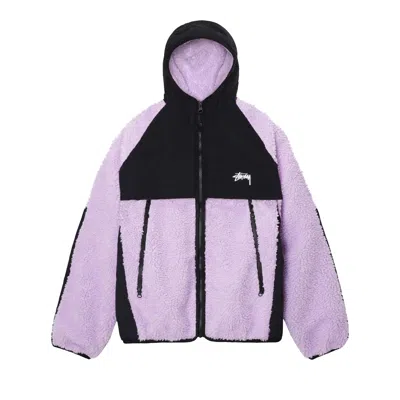 Pre-owned Stussy Sherpa Paneled Hooded Jacket 'lavender'