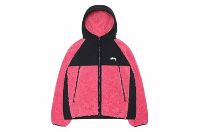 Pre-owned Stussy Sherpa Paneled Hooded Jacket Pink