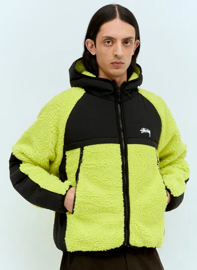 Stussy Sherpa Panelled Jacket In Green