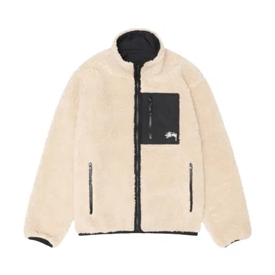 Pre-owned Stussy Sherpa Reversible Jacket 'beige' In Multi-color