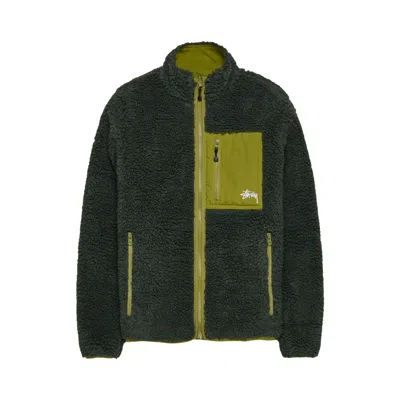 Pre-owned Stussy Sherpa Reversible Jacket 'dark Green' | Men's Size Xl