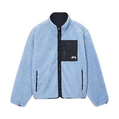 Pre-owned Stussy Sherpa Reversible Jacket 'light Denim' In Blue
