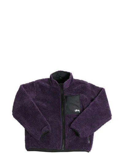 Stussy Sherpa Reversible Jacket In Purple