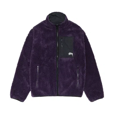 Pre-owned Stussy Sherpa Reversible Jacket 'purple' In Multi-color