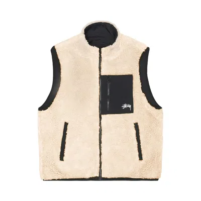 Pre-owned Stussy Sherpa Reversible Vest 'beige' In Multi-color
