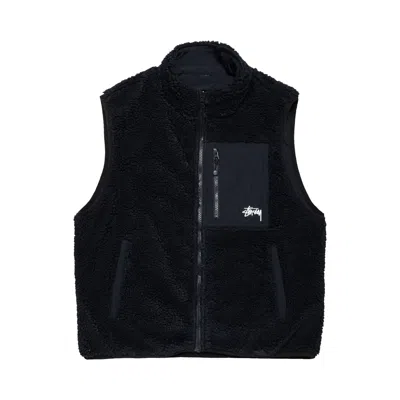Pre-owned Stussy Sherpa Reversible Vest 'black'