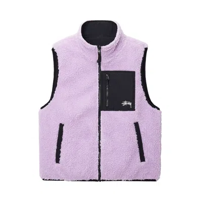 Pre-owned Stussy Sherpa Reversible Vest 'lavender' In Purple