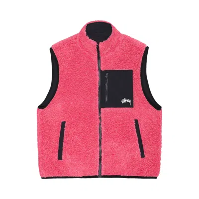 Pre-owned Stussy Sherpa Reversible Vest 'pink' In Multi-color