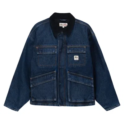 Pre-owned Stussy Shop Jacket 'one Wash' In Blue