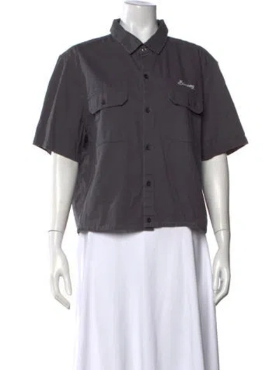 Pre-owned Stussy Short Sleeve Button-up Top In Gray