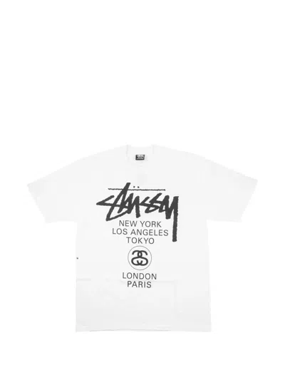 Stussy Short-sleeve Crew-neck T-shirt In White